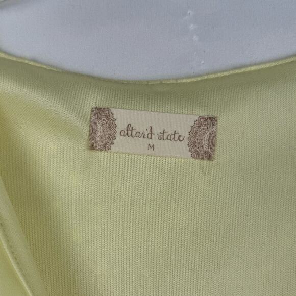 Altar'd State Yellow Tiered Ruffle Twist Swiss Dot Mini Dress Women Medium - Picture 6 of 8